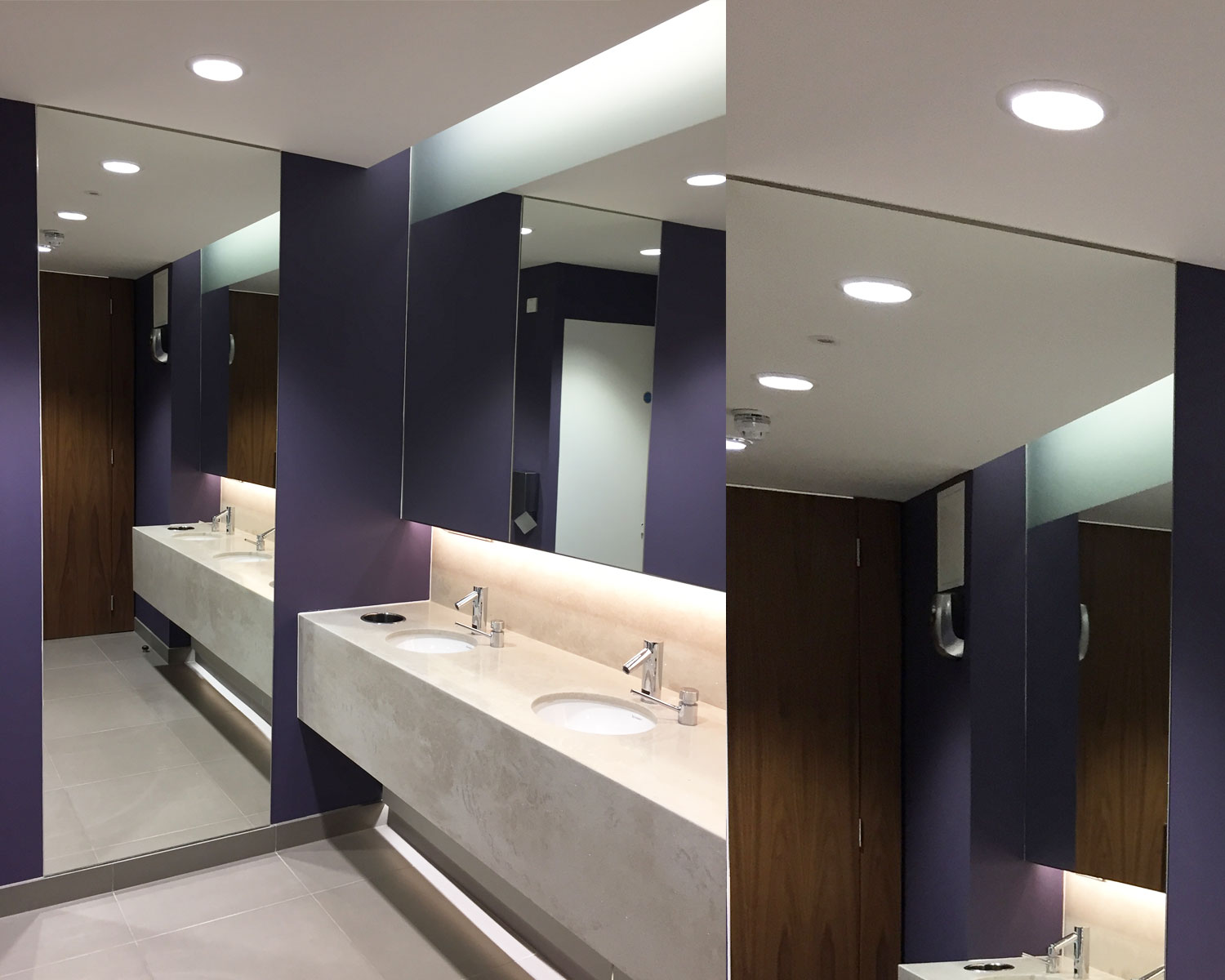 P1162 Blue Chip Corporate Office Lighting Design Tech Company Bathroom Downligths UK