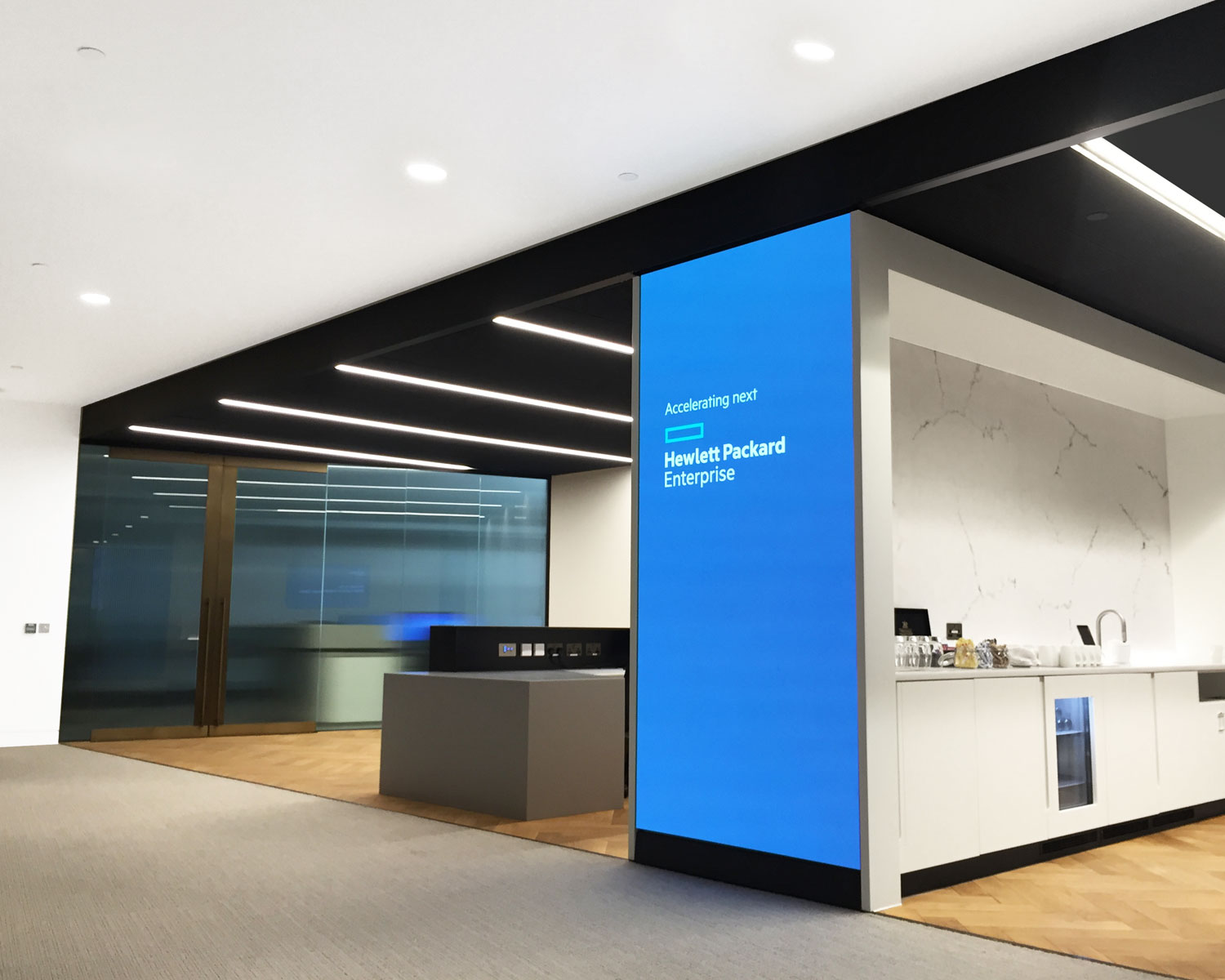 P1162 Blue Chip Corporate Office Lighting Design Tech Company Custom Cut Linear Lights