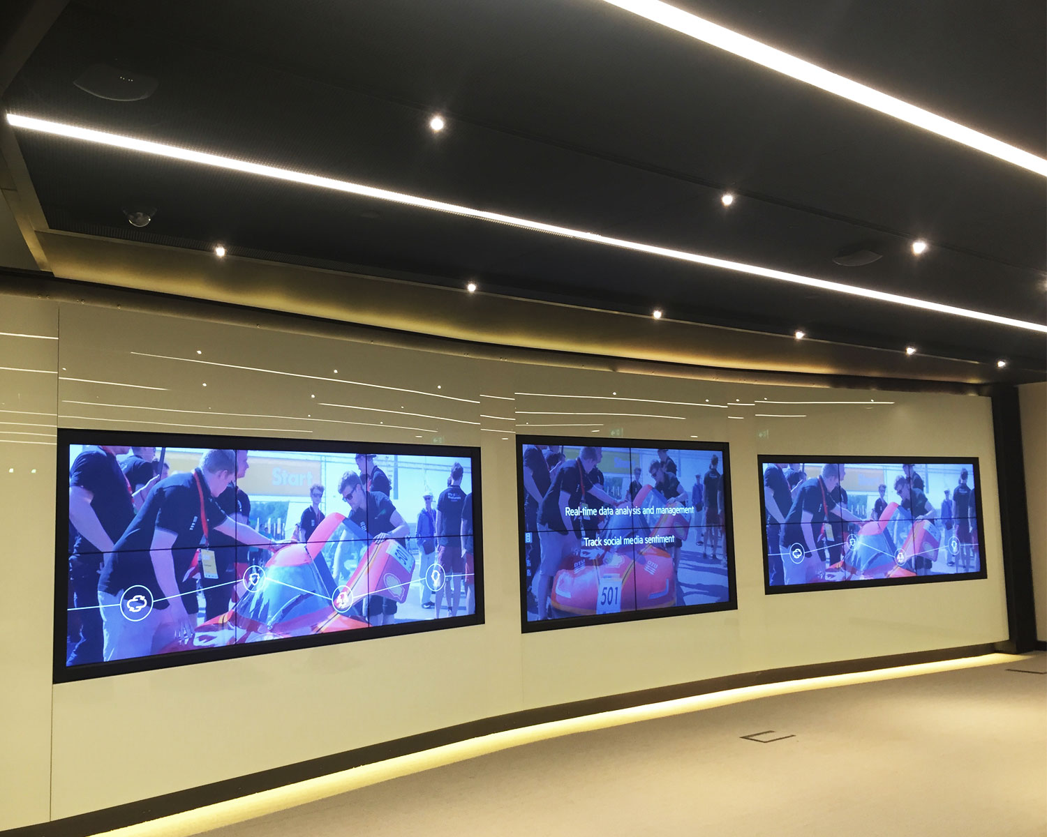 P1162 Blue Chip Corporate Office Lighting Design Tech Company Bespoke Length Linear Lights