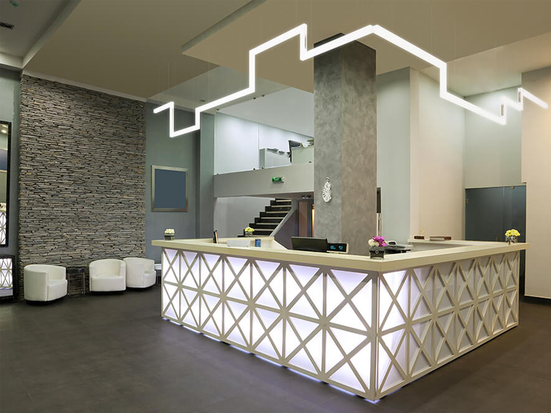 ES Semplice Custom Linear Light Funky Shape Boutique Reception Light