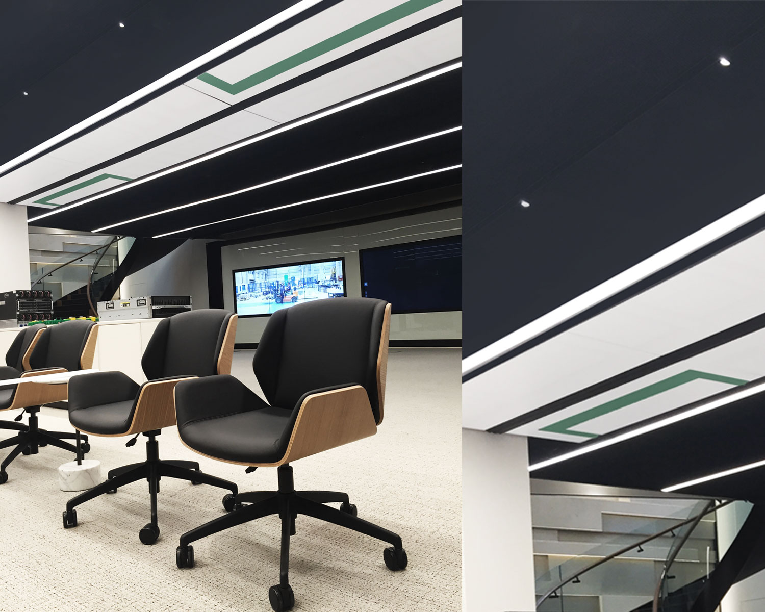 P1162 Blue Chip Corporate Office Lighting Design Tech Company Modern Linear Lights